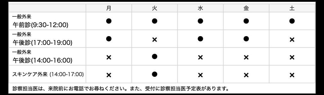 河合敬一皮膚科医院診療時間