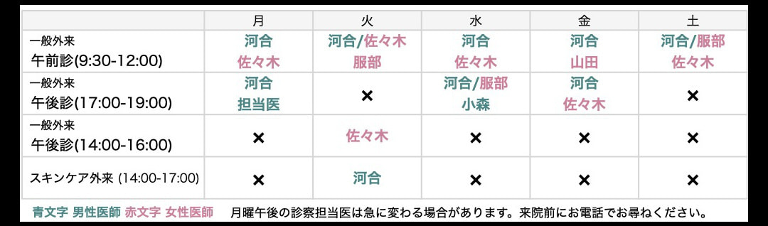 河合敬一皮膚科医院診療時間